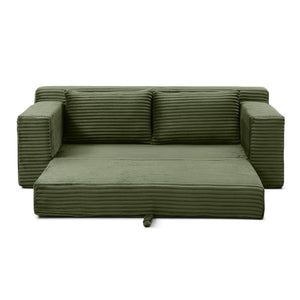 English Elm Memory Foam Corduroy Loveseat Folds Flat for Sleeping Frameless Floor Couch Green W2677P518910