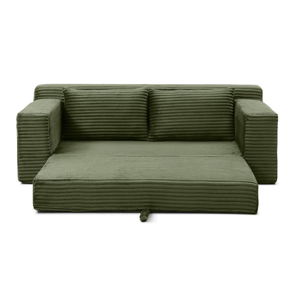 English Elm Memory Foam Corduroy Loveseat Folds Flat for Sleeping Frameless Floor Couch Green W2677P518910