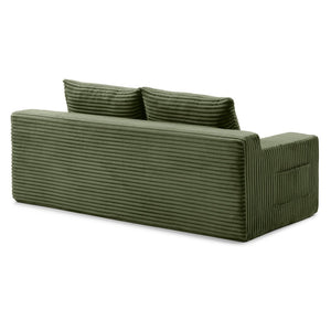 English Elm Memory Foam Corduroy Loveseat Folds Flat for Sleeping Frameless Floor Couch Green W2677P518910
