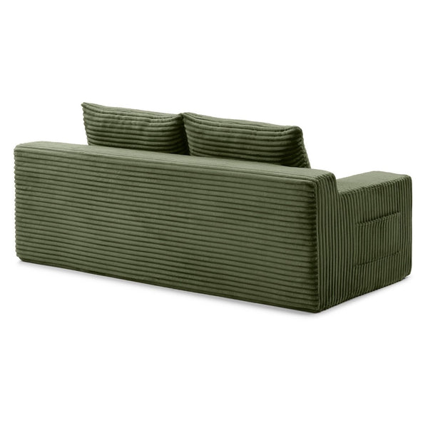 English Elm Memory Foam Corduroy Loveseat Folds Flat for Sleeping Frameless Floor Couch Green W2677P518910