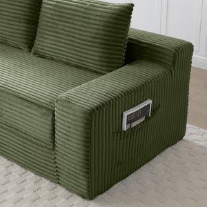 English Elm Memory Foam Corduroy Loveseat Folds Flat for Sleeping Frameless Floor Couch Green W2677P518910