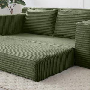 English Elm Memory Foam Corduroy Loveseat Folds Flat for Sleeping Frameless Floor Couch Green W2677P518910