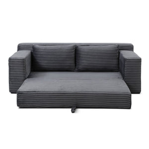English Elm Memory Foam Corduroy Loveseat Folds Flat for Sleeping Frameless Floor Couch Grey W2677P518913