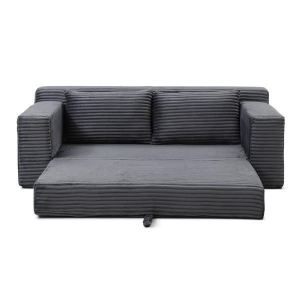 English Elm Memory Foam Corduroy Loveseat Folds Flat for Sleeping Frameless Floor Couch Grey W2677P518913