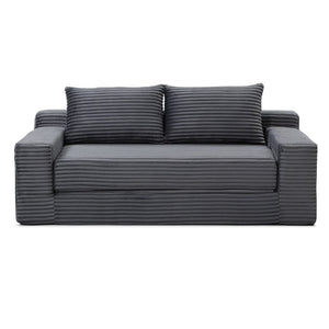 English Elm Memory Foam Corduroy Loveseat Folds Flat for Sleeping Frameless Floor Couch Grey W2677P518913