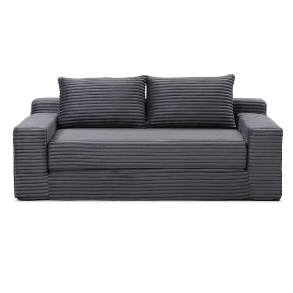 English Elm Memory Foam Corduroy Loveseat Folds Flat for Sleeping Frameless Floor Couch Grey W2677P518913