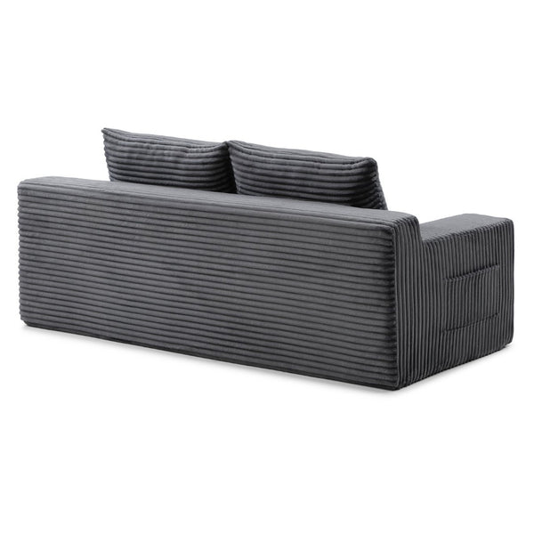 English Elm Memory Foam Corduroy Loveseat Folds Flat for Sleeping Frameless Floor Couch Grey W2677P518913