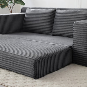English Elm Memory Foam Corduroy Loveseat Folds Flat for Sleeping Frameless Floor Couch Grey W2677P518913