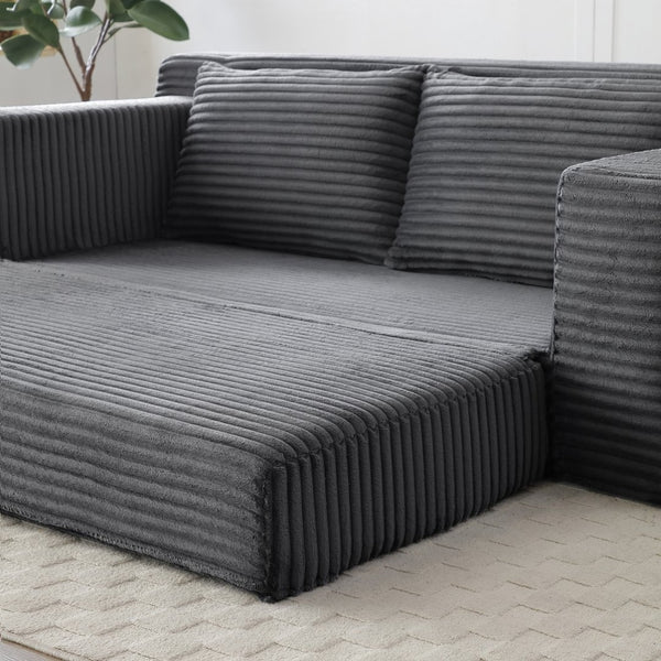 English Elm Memory Foam Corduroy Loveseat Folds Flat for Sleeping Frameless Floor Couch Grey W2677P518913