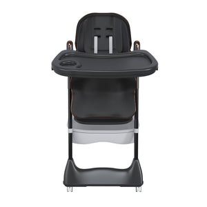 English Elm Adjustable Baby High Chair Foldable Toddler Feeding Seat with Steel Frame Safety Harness Black W2699P299043
