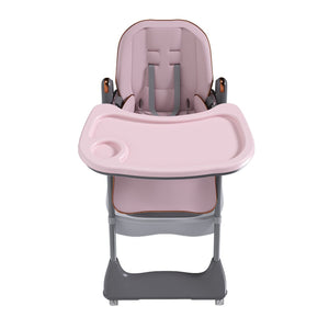 English Elm Adjustable Baby High Chair Foldable Toddler Feeding Seat with Steel Frame Safety Harness Pink W2699P299044