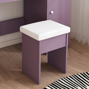 English Elm Stylish Mdf Makeup Vanity Set with Lighted Mirror Padded Stool Bedroom Storage LED W2699P476370