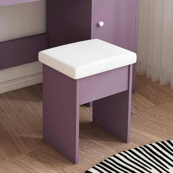 English Elm Stylish Mdf Makeup Vanity Set with Lighted Mirror Padded Stool Bedroom Storage LED W2699P476370