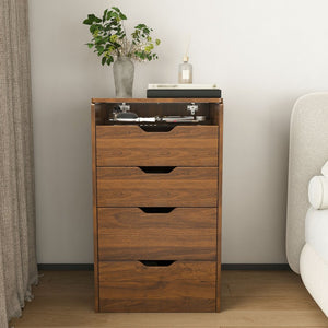 English Elm 3-in-1 Walnut Vanity Desk with Led Mirror Stool Compact Bedroom Dressing Station W2699P478802