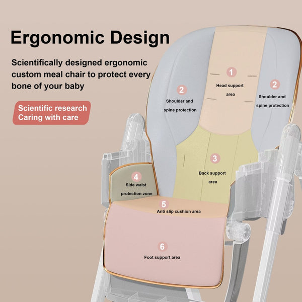 English Elm Adjustable Baby High Chair Foldable Toddler Feeding Seat with Steel Frame Safety Harness W2699P490446