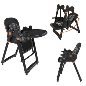 English Elm Convertible Baby High Chair Rocker with 5-point Harness Washable Pu Cover and 2-tier Tray W2699P490447