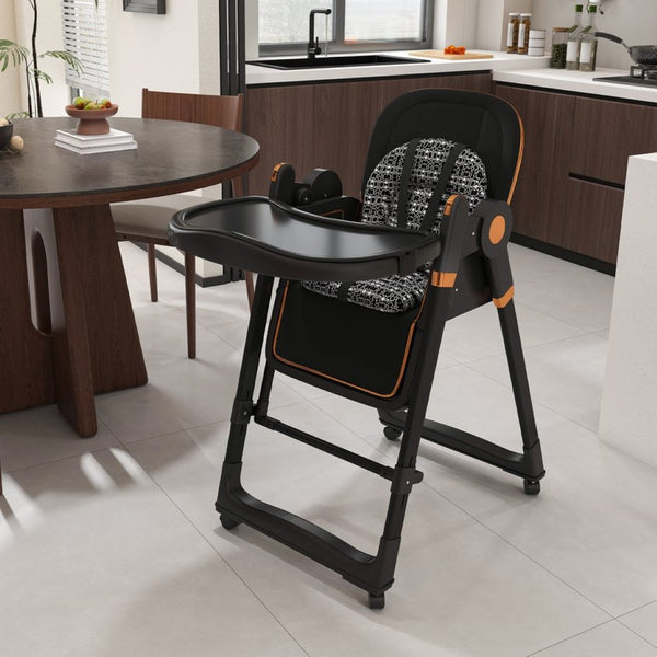 English Elm Convertible Baby High Chair Rocker with 5-point Harness Washable Pu Cover and 2-tier Tray W2699P490447