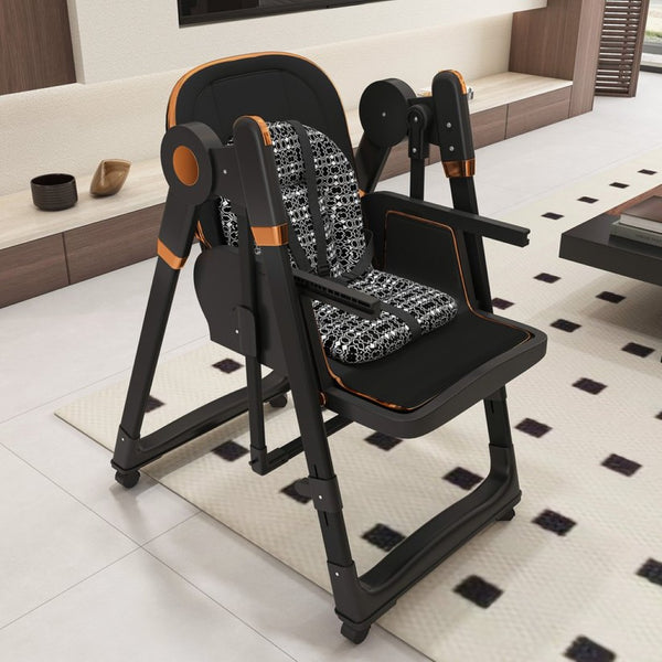 English Elm Convertible Baby High Chair Rocker with 5-point Harness Washable Pu Cover and 2-tier Tray W2699P490447