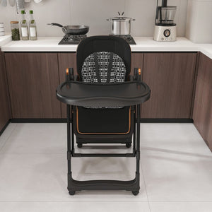 English Elm Convertible Baby High Chair Rocker with 5-point Harness Washable Pu Cover and 2-tier Tray W2699P490447
