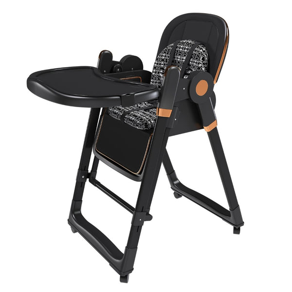 English Elm Convertible Baby High Chair Rocker with 5-point Harness Washable Pu Cover and 2-tier Tray W2699P490447