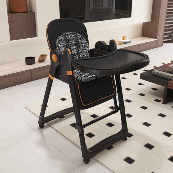 English Elm Convertible Baby High Chair Rocker with 5-point Harness Washable Pu Cover and 2-tier Tray W2699P490447