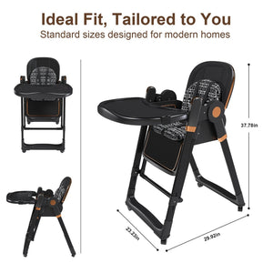 English Elm Convertible Baby High Chair Rocker with 5-point Harness Washable Pu Cover and 2-tier Tray W2699P490447