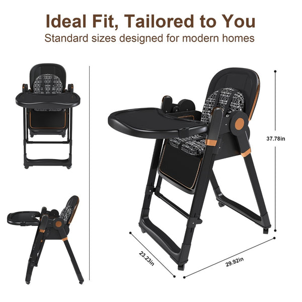 English Elm Convertible Baby High Chair Rocker with 5-point Harness Washable Pu Cover and 2-tier Tray W2699P490447
