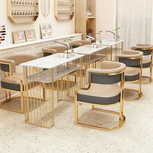English Elm Modern Gold Frame PU Leather Dining Chairs Ergonomic Curved Back Set of 2 for Kitchen Grey, Neutral W2699P504765