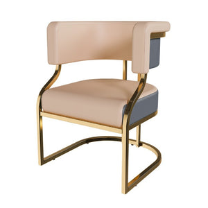 English Elm Modern Gold Frame PU Leather Dining Chairs Ergonomic Curved Back Set of 2 for Kitchen Grey, Neutral W2699P504765