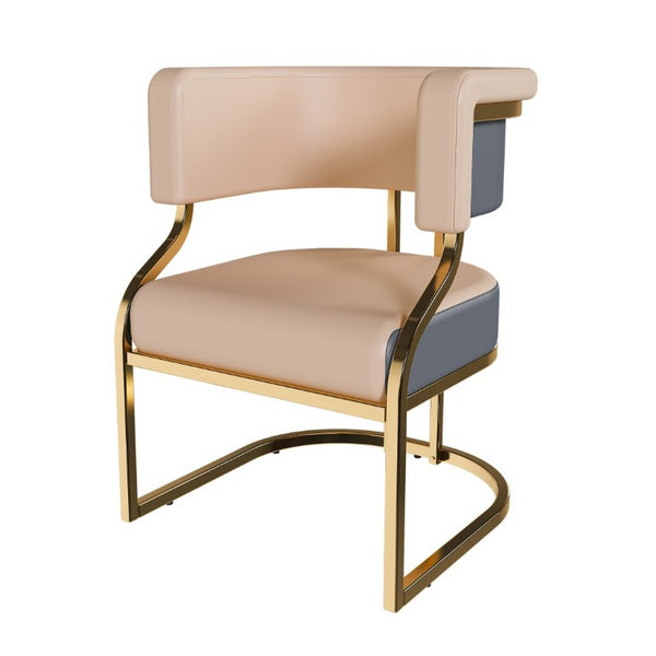 English Elm Modern Gold Frame PU Leather Dining Chairs Ergonomic Curved Back Set of 2 for Kitchen Grey, Neutral W2699P504765