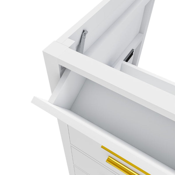 English Elm 60 Inch Navy Bathroom Vanity Base with Gold Hardware Soft Close Doors and Ample Storage White W2699P516454