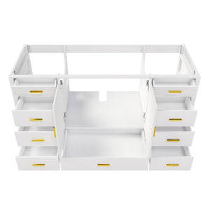 English Elm 60 Inch Navy Bathroom Vanity Base with Gold Hardware Soft Close Doors and Ample Storage White W2699P516454