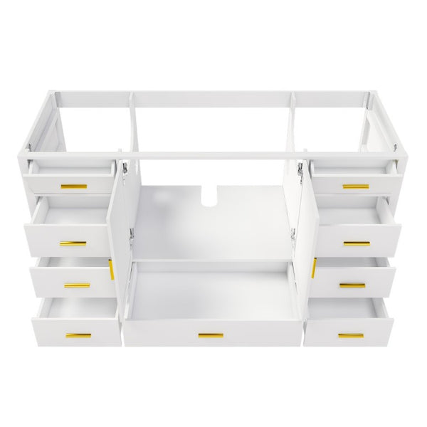 English Elm 60 Inch Navy Bathroom Vanity Base with Gold Hardware Soft Close Doors and Ample Storage White W2699P516454