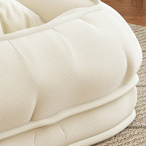 English Elm Upholstered Corduroy Floor Sofa Bed with 5 Reclining Positions for Relaxed Living Off White W2699P535457