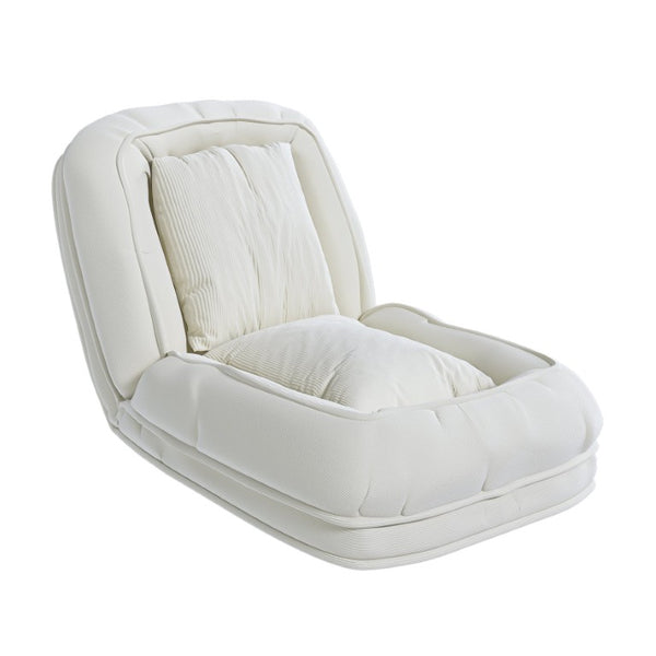 English Elm Upholstered Corduroy Floor Sofa Bed with 5 Reclining Positions for Relaxed Living Off White W2699P535457