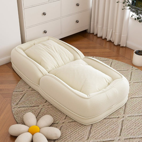 English Elm Upholstered Corduroy Floor Sofa Bed with 5 Reclining Positions for Relaxed Living Off White W2699P535457