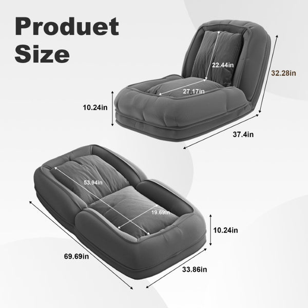 English Elm Upholstered Corduroy Floor Sofa Bed with 5 Reclining Positions for Relaxed Living Grey W2699P535458