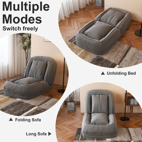 English Elm Upholstered Corduroy Floor Sofa Bed with 5 Reclining Positions for Relaxed Living Grey W2699P535458