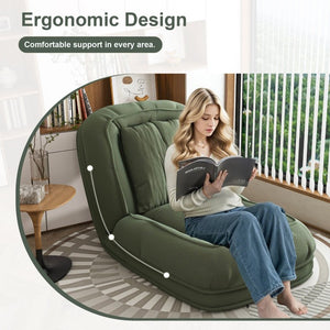 English Elm Upholstered Corduroy Foldable Sofa Bed with 5 Reclining Positions for Cozy Lounging W2699P535459