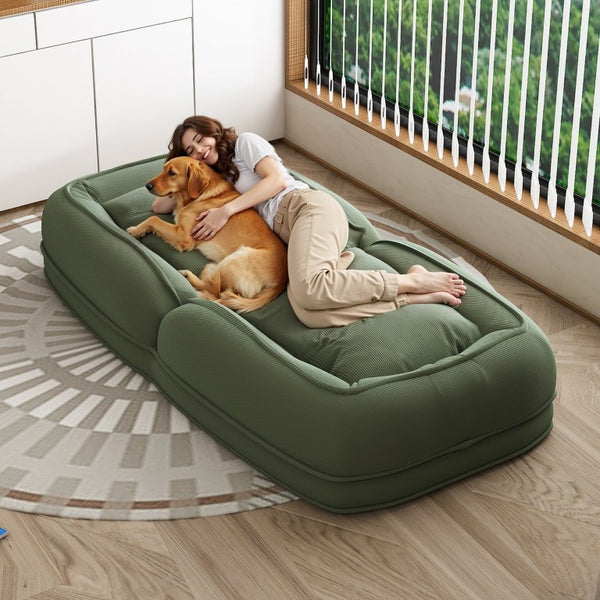 English Elm Upholstered Corduroy Foldable Sofa Bed with 5 Reclining Positions for Cozy Lounging W2699P535459