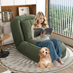 English Elm Upholstered Corduroy Foldable Sofa Bed with 5 Reclining Positions for Cozy Lounging W2699P535459