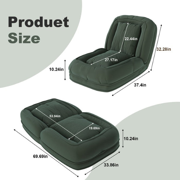 English Elm Upholstered Corduroy Foldable Sofa Bed with 5 Reclining Positions for Cozy Lounging W2699P535459