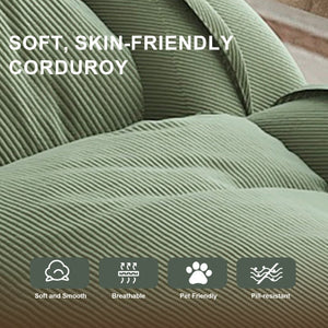 English Elm Upholstered Corduroy Foldable Sofa Bed with 5 Reclining Positions for Cozy Lounging W2699P535459