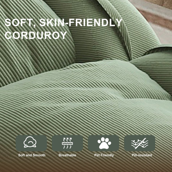 English Elm Upholstered Corduroy Foldable Sofa Bed with 5 Reclining Positions for Cozy Lounging W2699P535459
