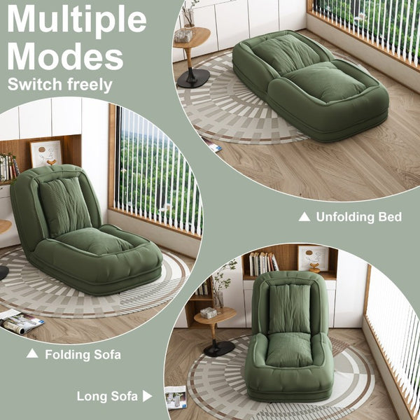 English Elm Upholstered Corduroy Foldable Sofa Bed with 5 Reclining Positions for Cozy Lounging W2699P535459