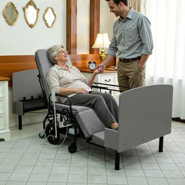 English Elm 3-in-1 Convertible Nursing Bed with German Okin Motors Heavy Duty Elderly Care W2699S00114