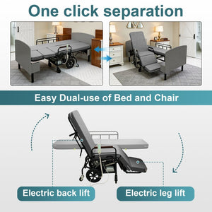 English Elm 3-in-1 Convertible Nursing Bed with German Okin Motors Heavy Duty Elderly Care W2699S00114