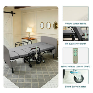 English Elm 3-in-1 Convertible Nursing Bed with German Okin Motors Heavy Duty Elderly Care W2699S00114