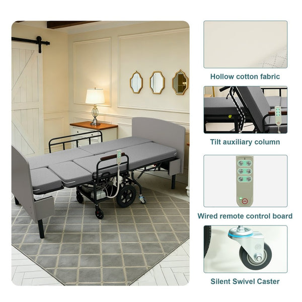 English Elm 3-in-1 Convertible Nursing Bed with German Okin Motors Heavy Duty Elderly Care W2699S00114