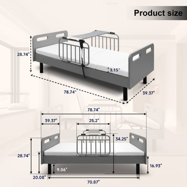 English Elm Electric Adjustable Home Care Bed with Silent OKIN Motor Memory Foam Mattress W2699S00130